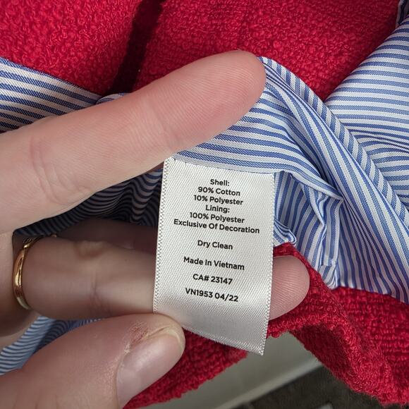 Talbots Red Tweed Feminine Preppy Hook & Eye Business Casual Blazer Size MP - Picture 4 of 6